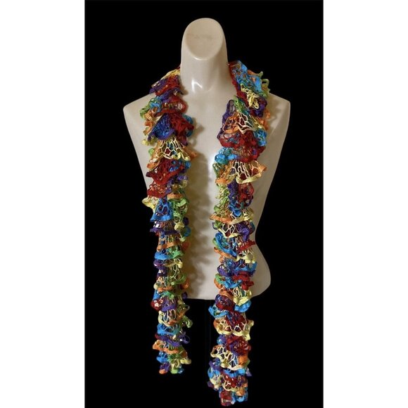 Crochet Scarf Colorful Summer Cotton Bright 5x70 Calypso Floral Flowers - Picture 10 of 10